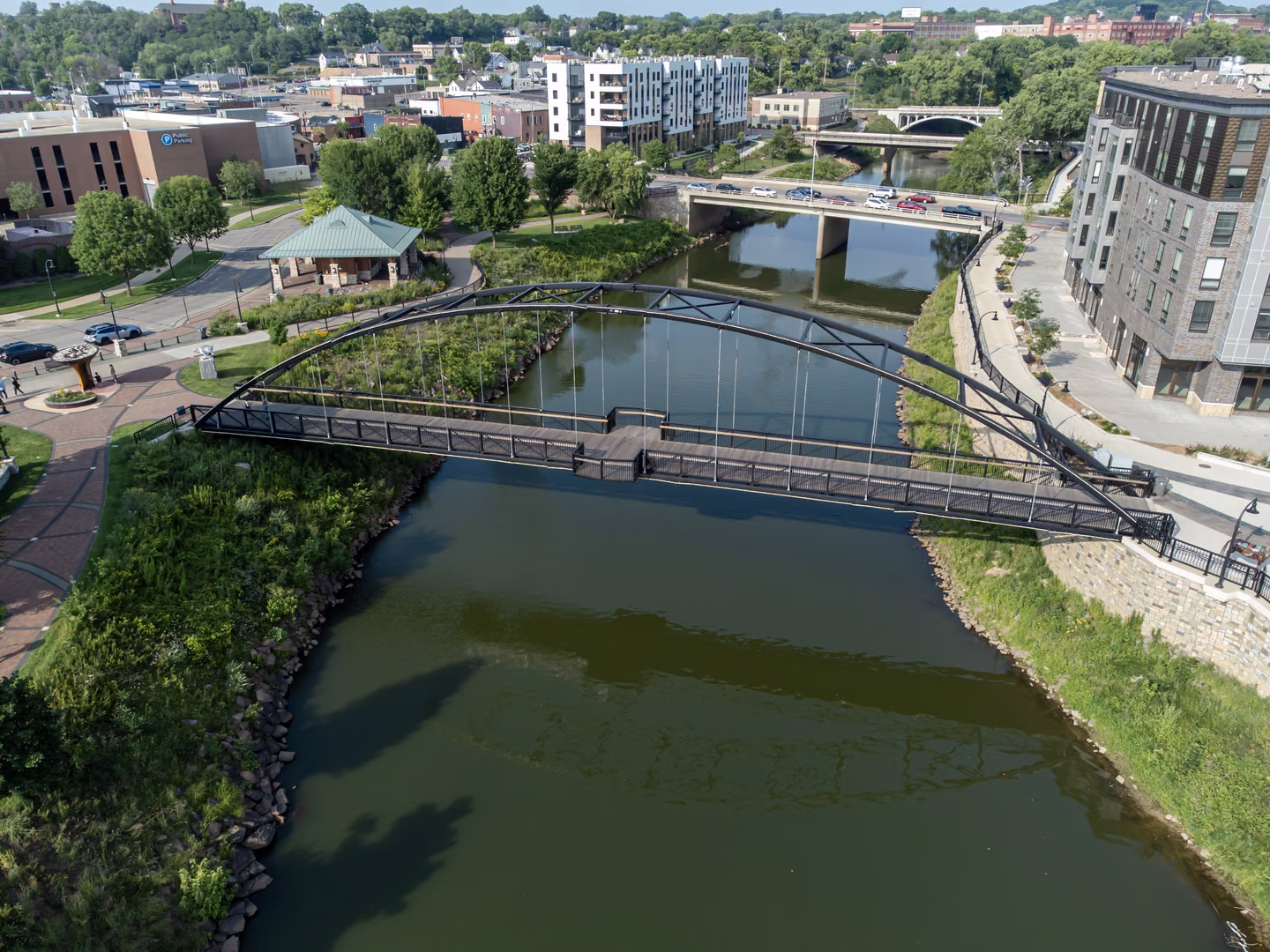 Pedestrian bridge over the Eau Claire River.